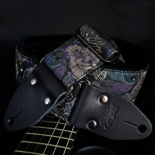 Gepolsterter Premium Gitarrengurt – Eastern Legacy 70 mm (schwarz-gunmetall)