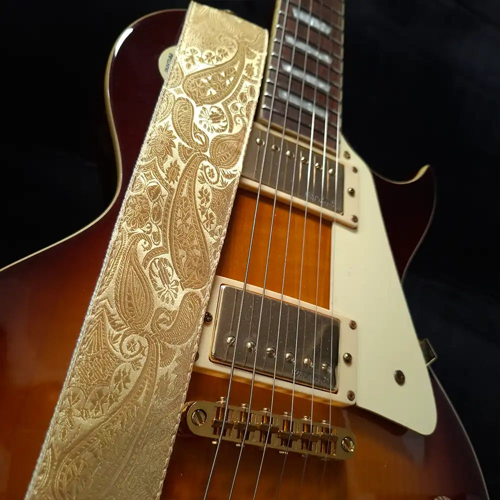 Gitarrengurt gold - Luxury Light Gold Paisley 50 mm (rotbraun-messing)