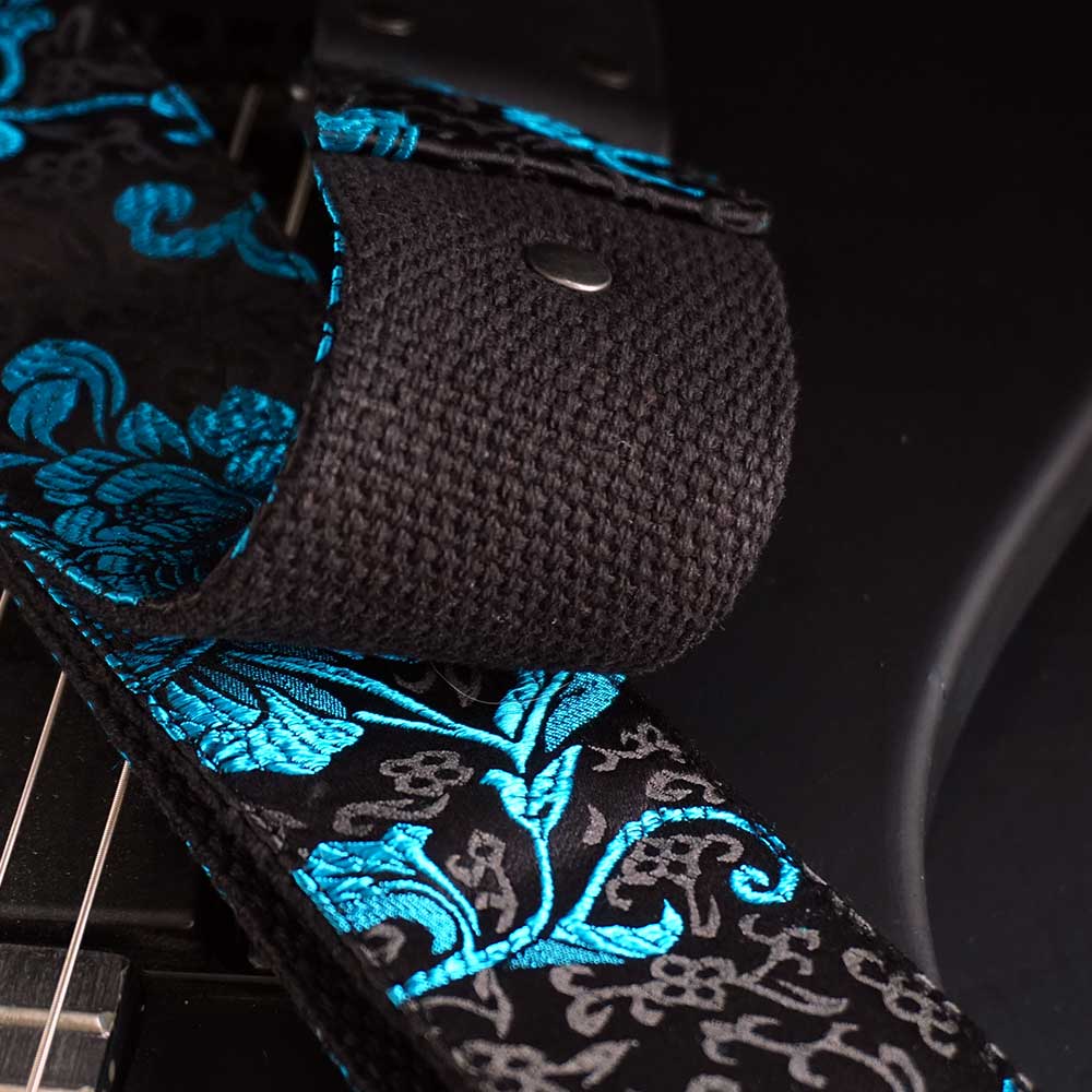 Guitar Strap Black - Luxury Rose Black