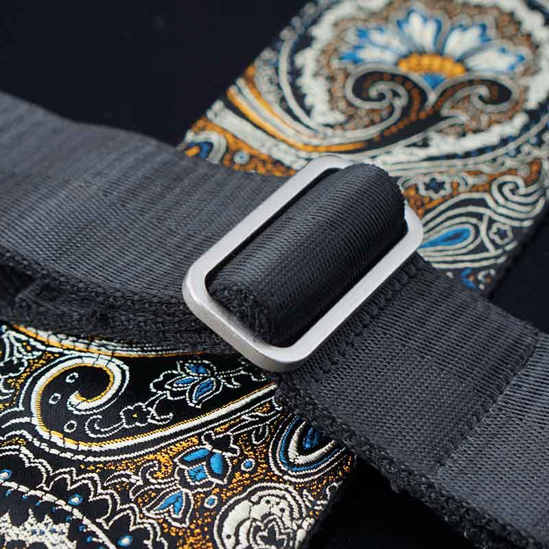 Black bass strap with paisley pattern adjustable