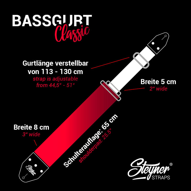 Gepolsterter Bassgurt V1 - Eastern Ivory (8 cm Breite)