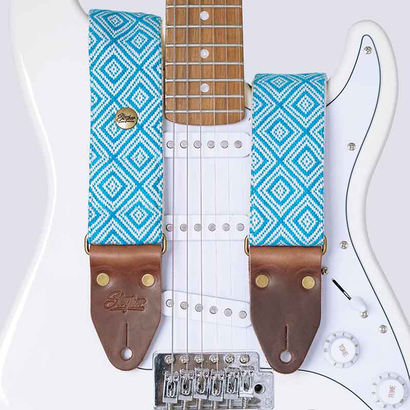 Guitar Strap - Ethno Light Blue Deluxe