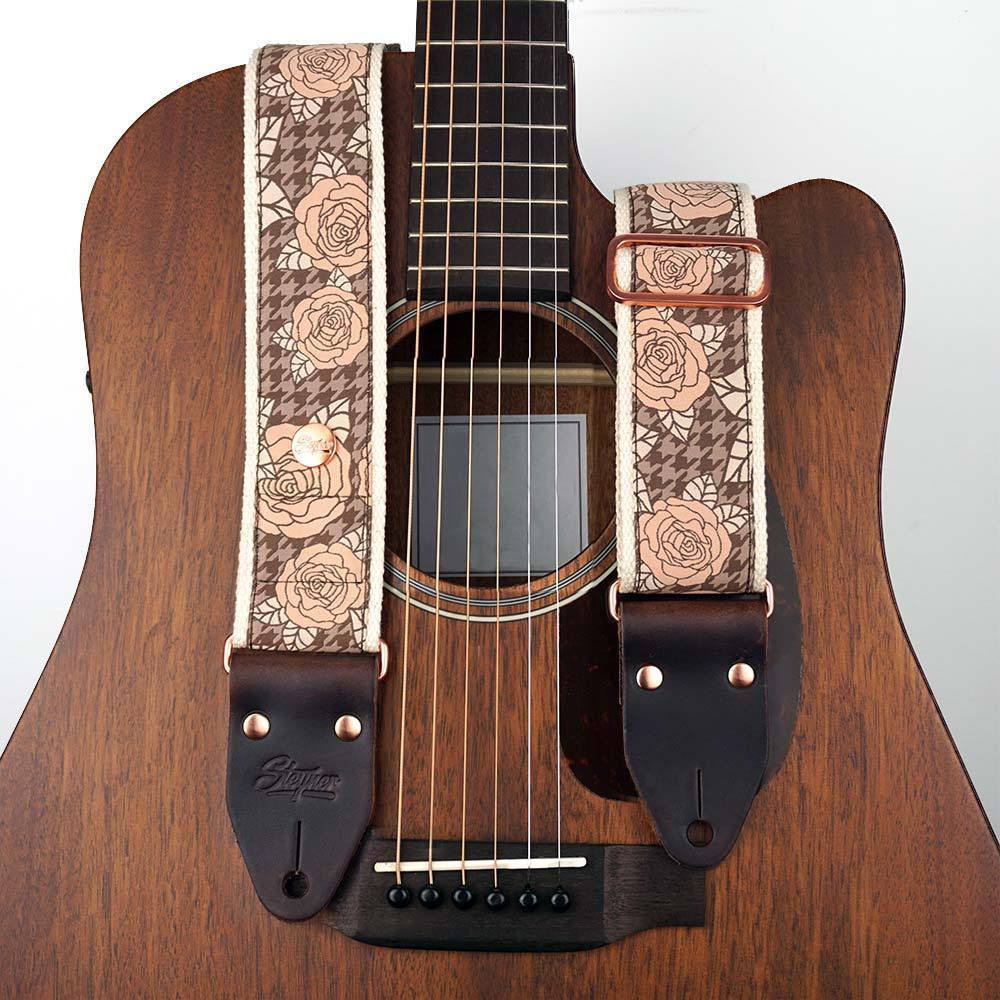 Woven guitar strap - Cinnamon rose