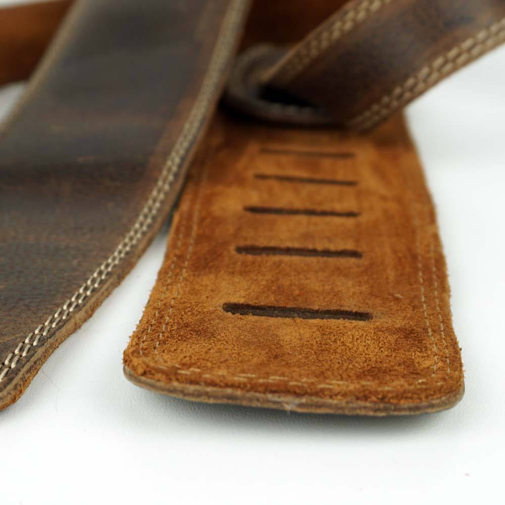 Padded Leather Guitar Strap - Grainy Coffee Deluxe