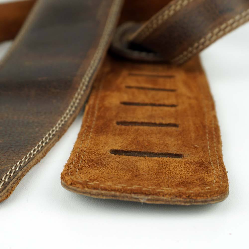 Vintage Leder Gitarrengurt, dick gepolstert, braun | Steyner Straps