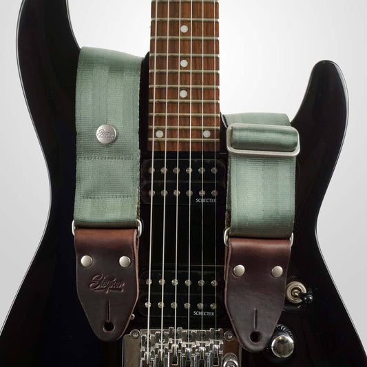 Gitarrengurt grün aus Autogurt mit Schwarzer Gitarre