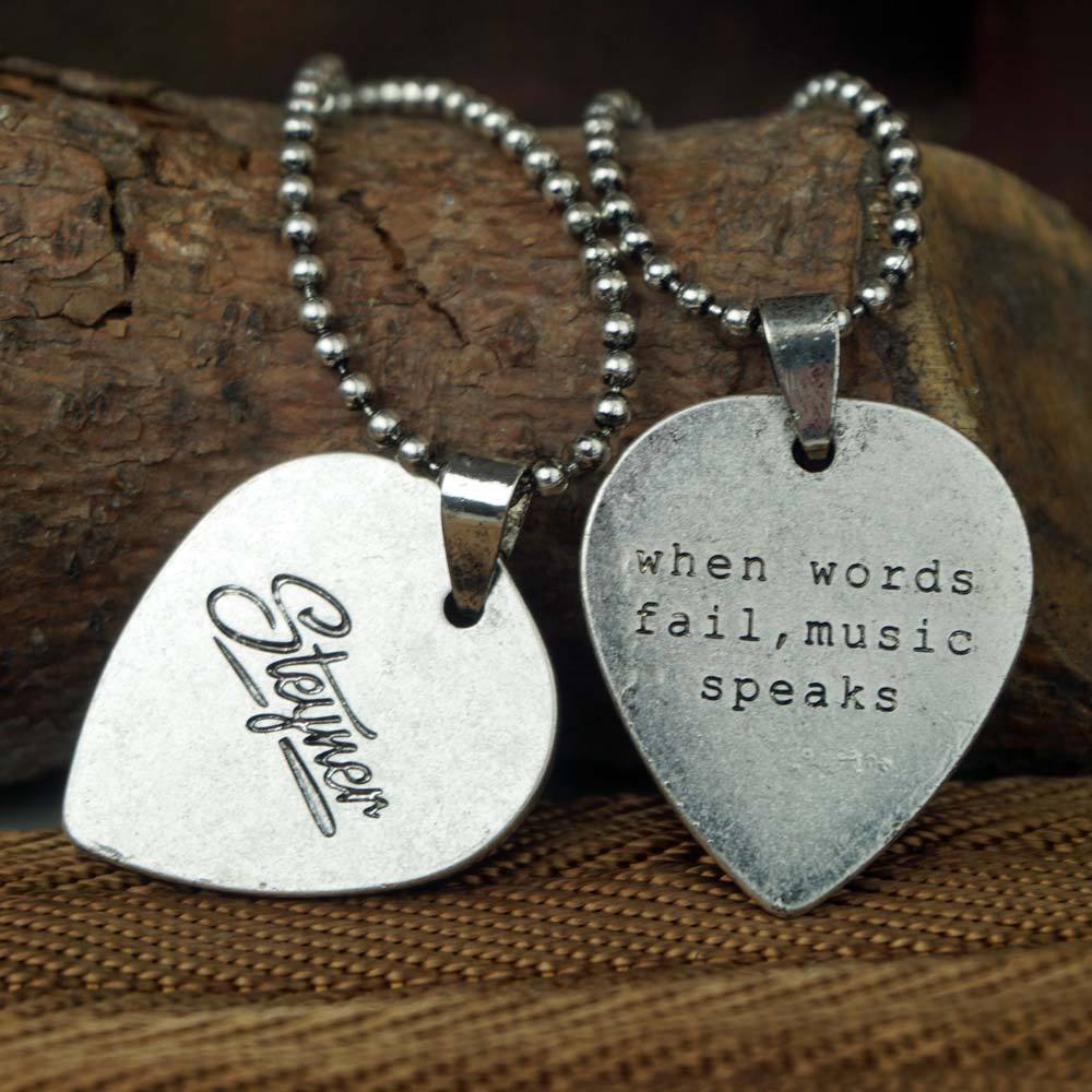 Plektren Kette mit Musiker Spruch perfektes Geschenk für Gitarristen