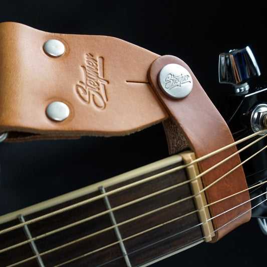 Strap connector for acoustic guitar | Strap button (cognac-silver)