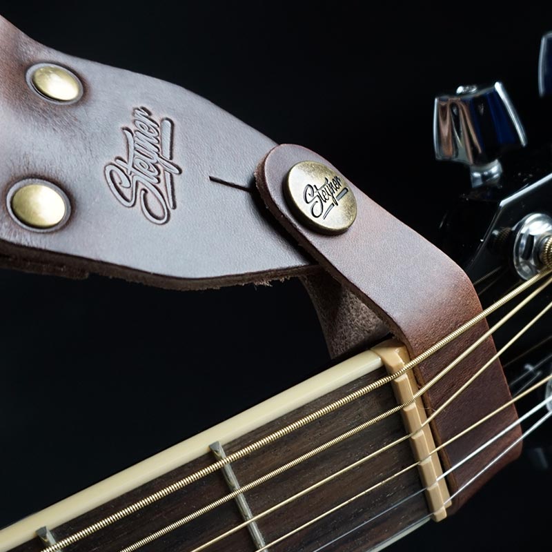 Connecteur de sangle de guitare acoustique | Bouton de sangle (brun foncé-laiton)