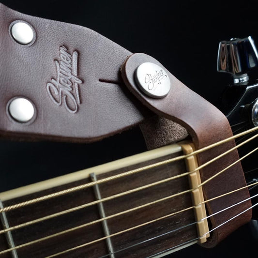 Gurtverbinder für Akustikgitarre | Strapbutton (dunkelbraun-silber)