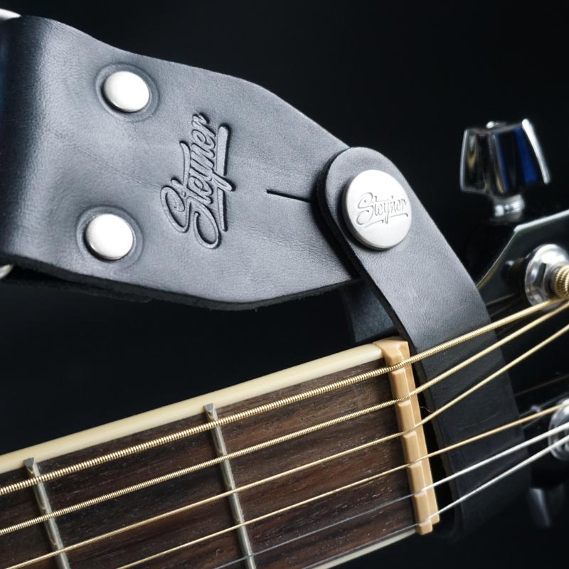 Connecteur de sangle de guitare acoustique | Bouton de sangle (noir-argent)