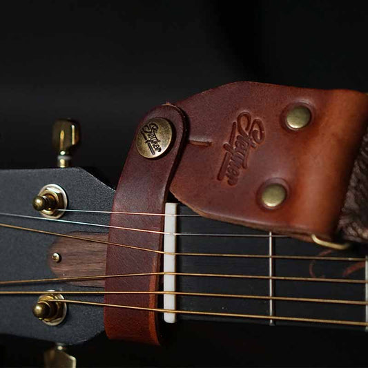 Gurtverbinder für Akustikgitarre | Strapbutton (rotbraun-messing)