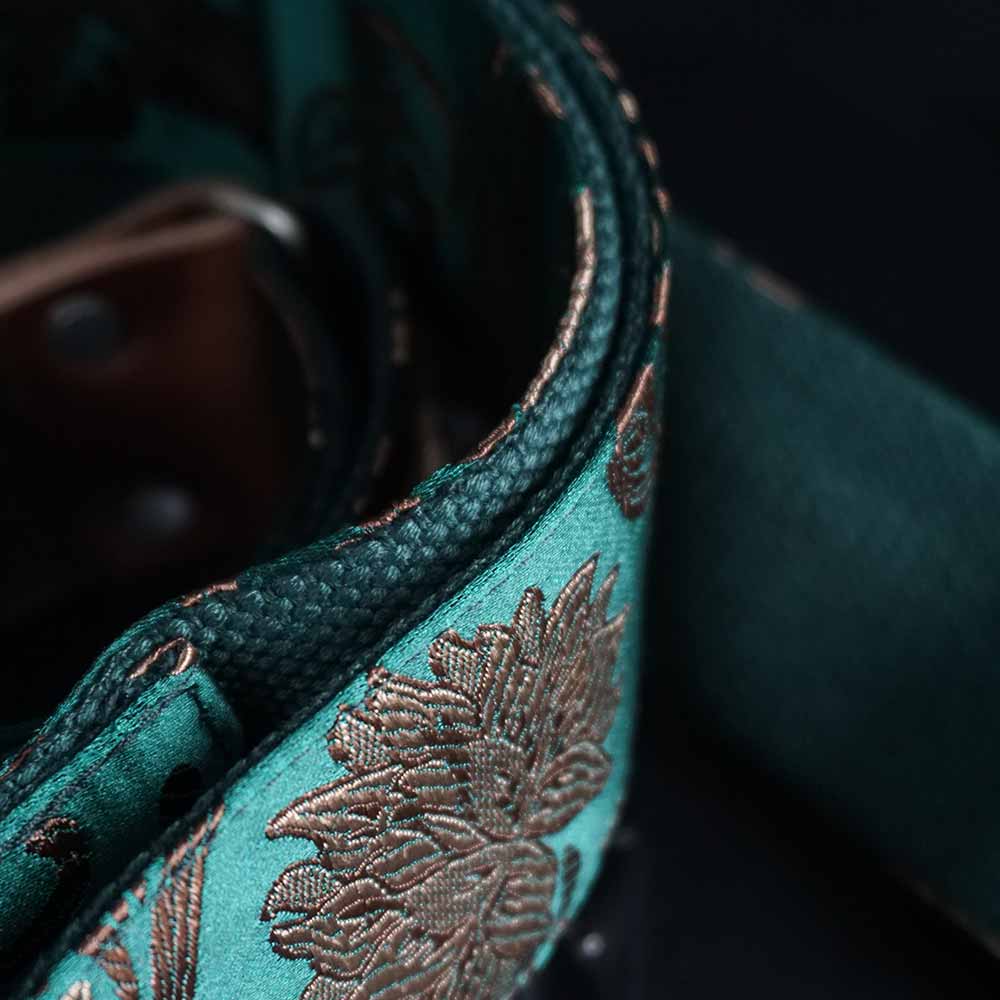 Guitar Strap Green- Luxury Rose Green