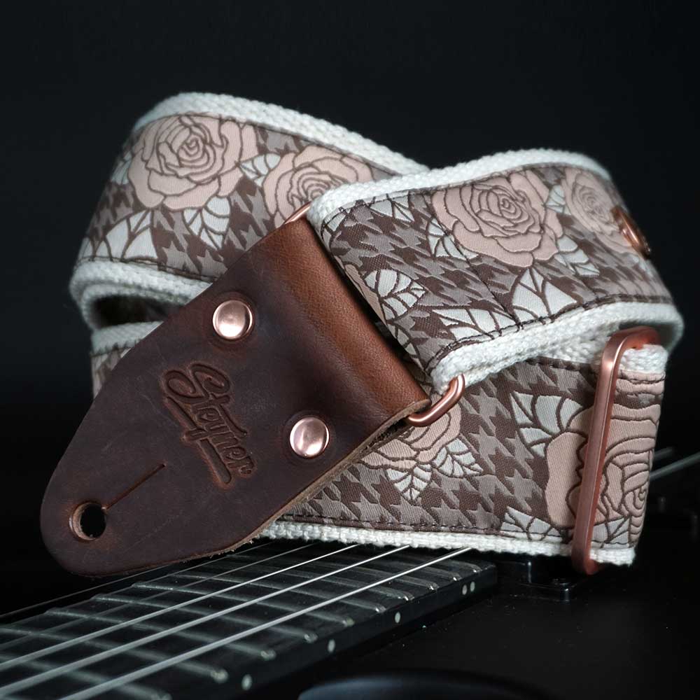 Woven guitar strap - Cinnamon rose
