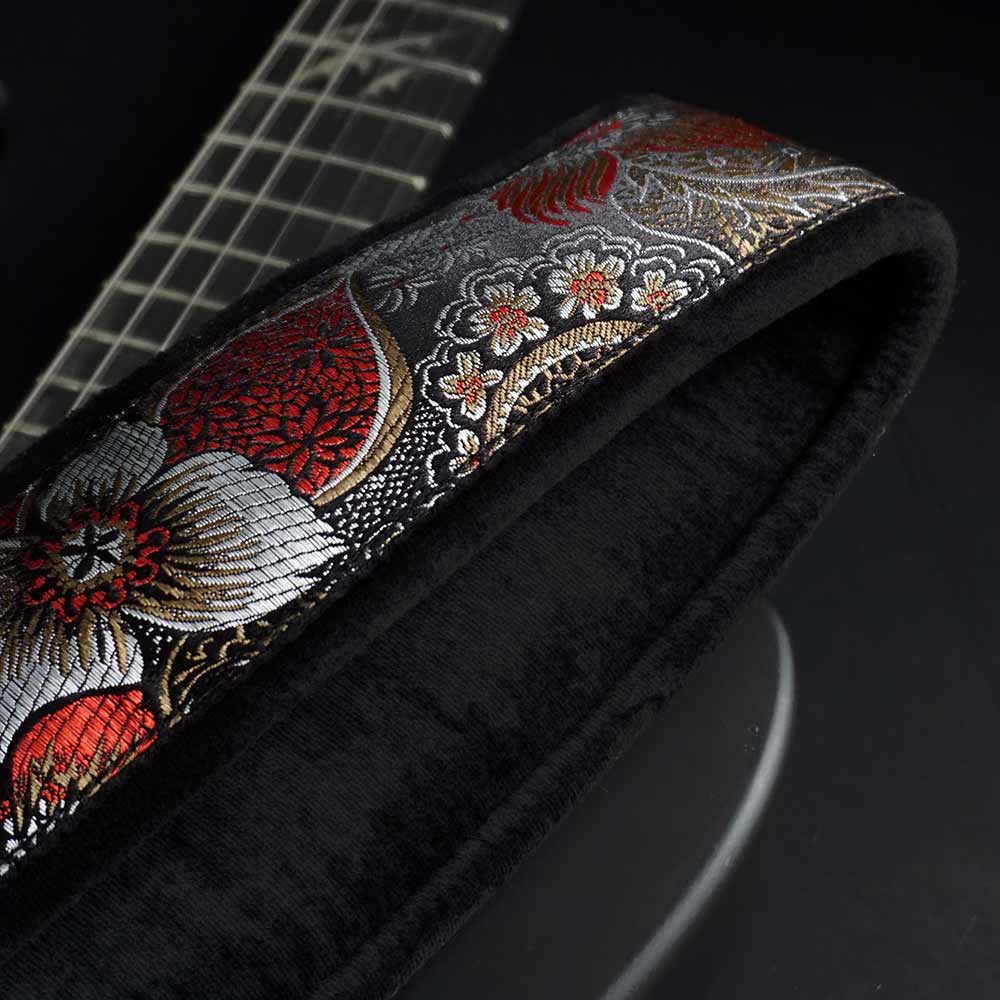 Padded Guitar Strap Black - Tropical Nights (Brass-Black)