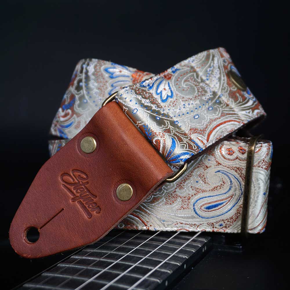 bester edler gitarrengurt in beige mit paisley muster-indian-ginger