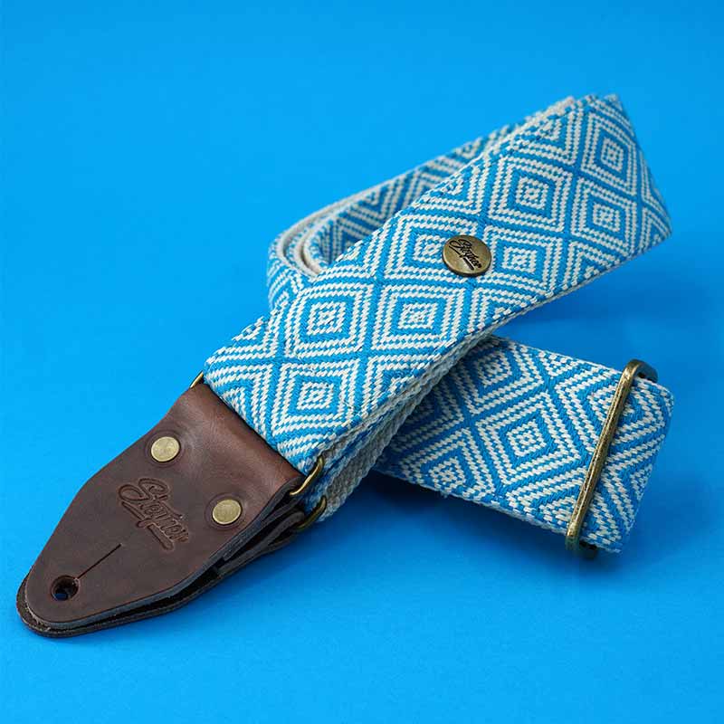 Guitar Strap - Ethno Light Blue Deluxe