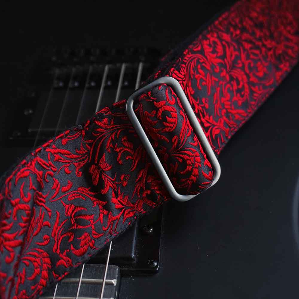 Guitar Strap Black - Luxury Rose Black