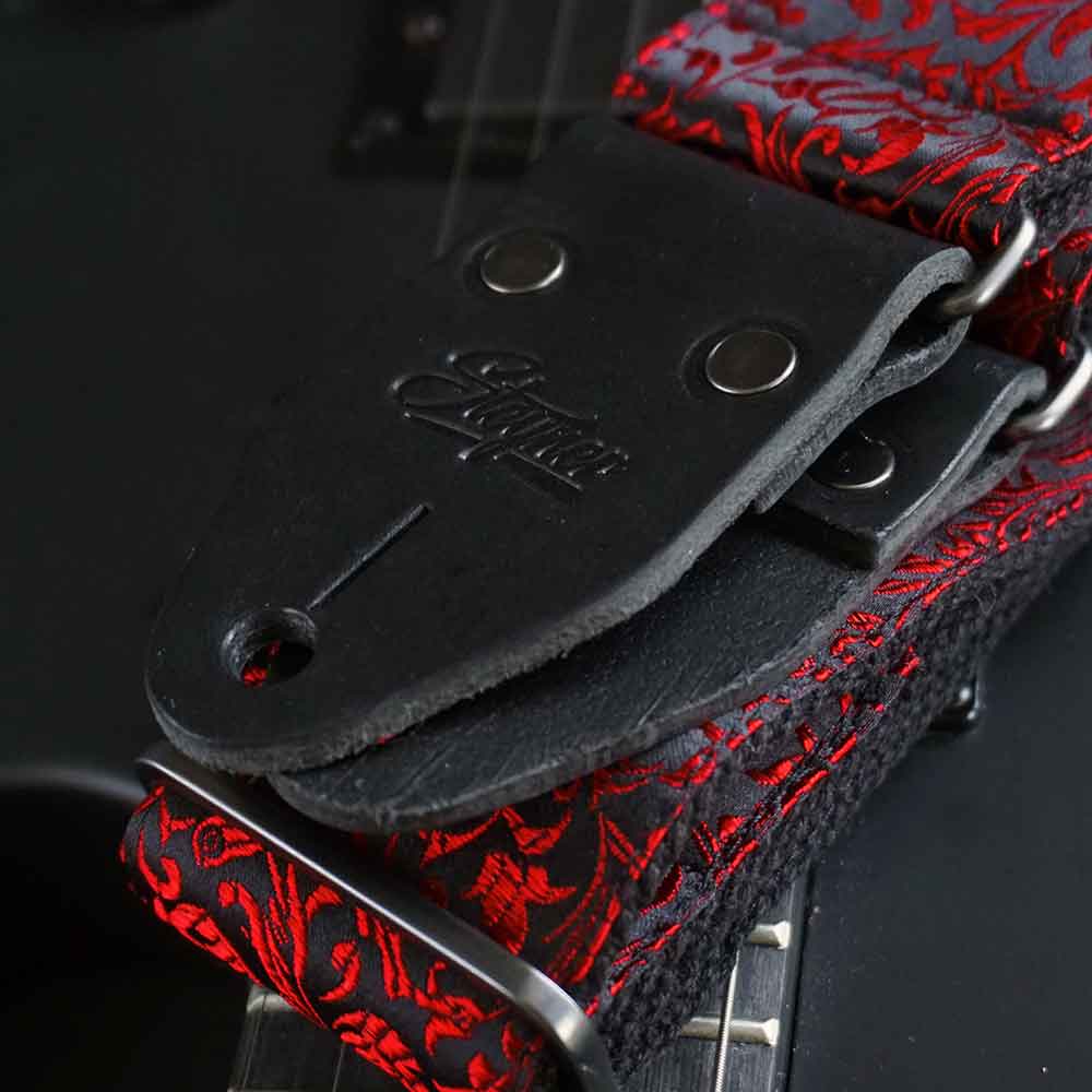 Guitar Strap Black - Luxury Rose Black