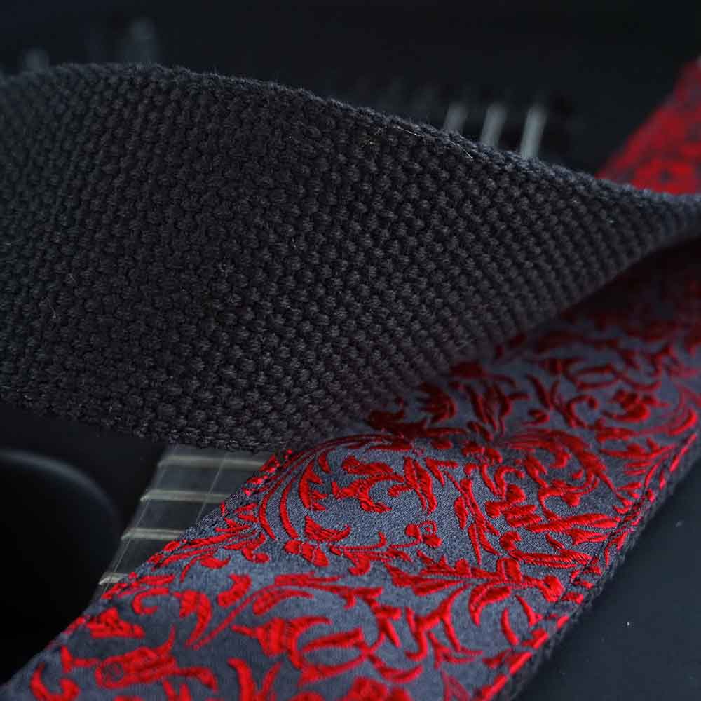 Guitar Strap Black - Luxury Rose Black