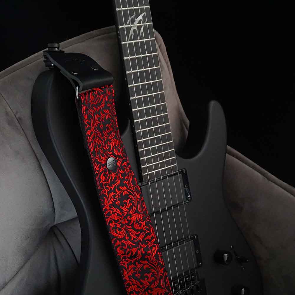 Guitar Strap Black - Luxury Rose Black