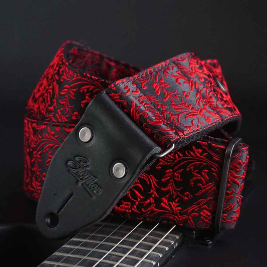 Guitar Strap Black - Luxury Rose Black