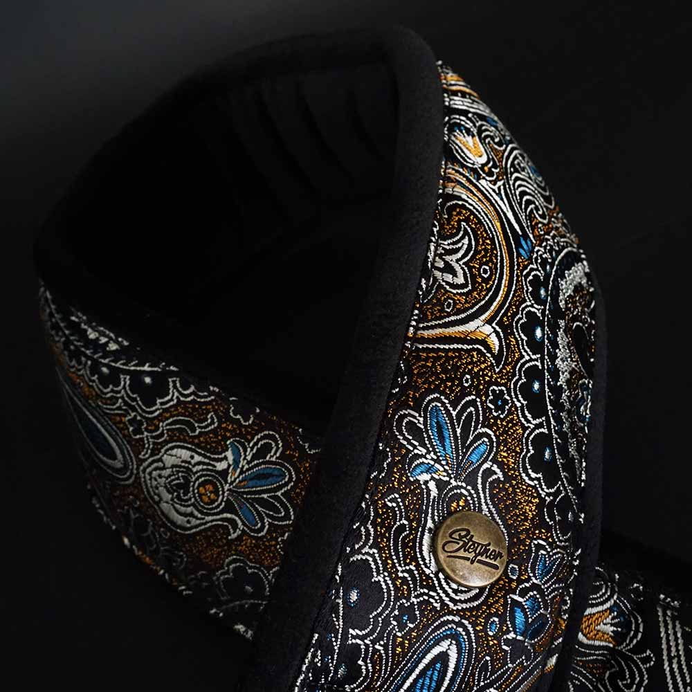 thick padded guitar strap with paisley pattern made in germany