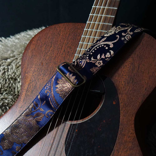 Gitarrengurt - Luxury Rose Blau