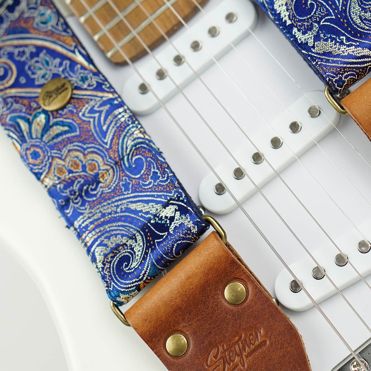 Blue paisley guitar strap - Indian Ocean