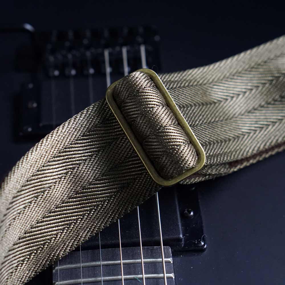 Nylon Guitar Strap Heavy Henry (Green-Brass)