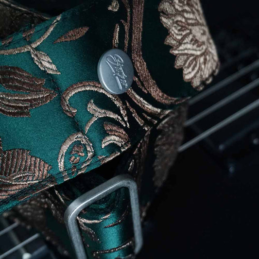 Guitar Strap Green- Luxury Rose Green