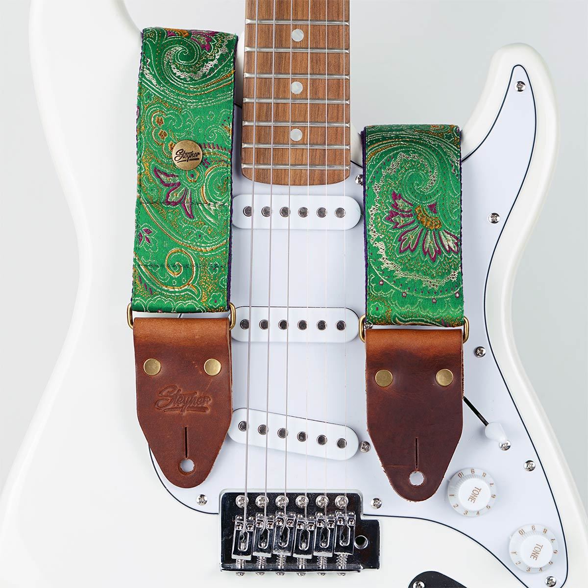 Paisley Gitarrengurt grün – Indian Garden