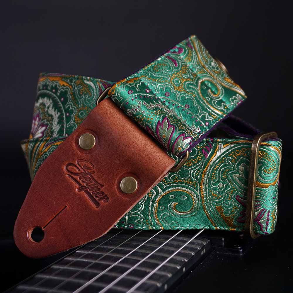 Paisley Gitarrengurt grün – Indian Garden