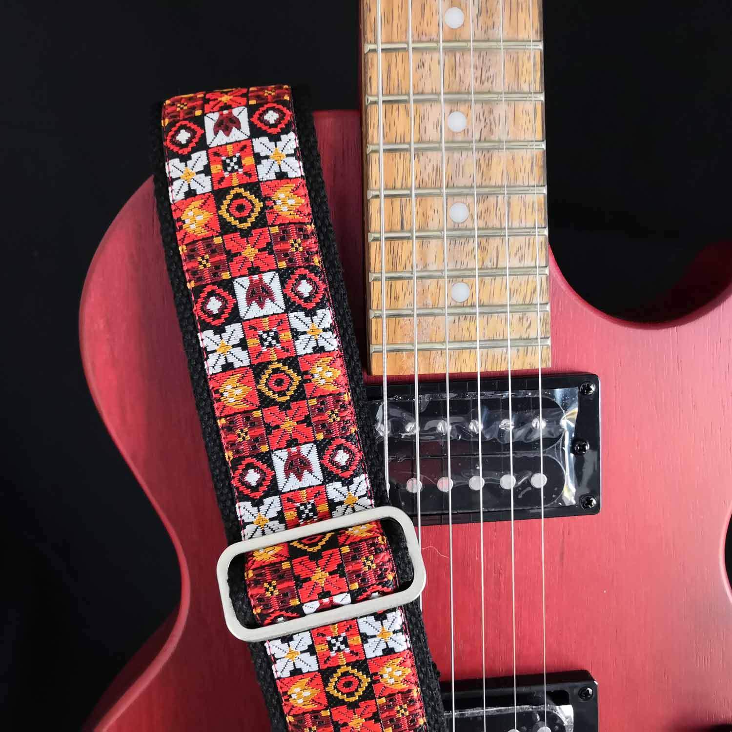 Retro gitarrengurt jimmi hendrix stil woodstock mit roter gitarre