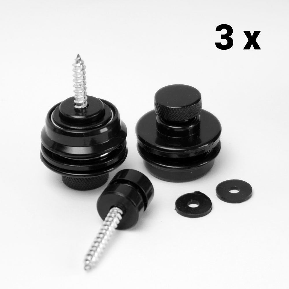 3 x Gitarrengurt Sicherung Straplocks schwarz groß