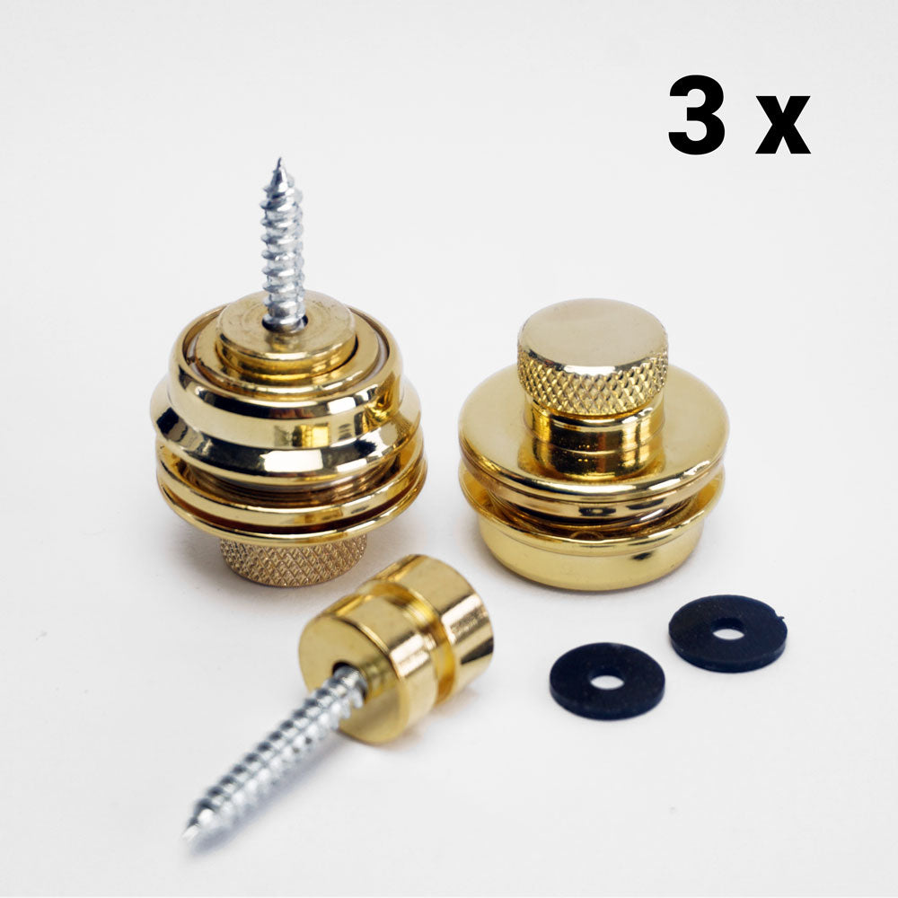 3 x Gitarrengurt Sicherung Straplocks gold groß