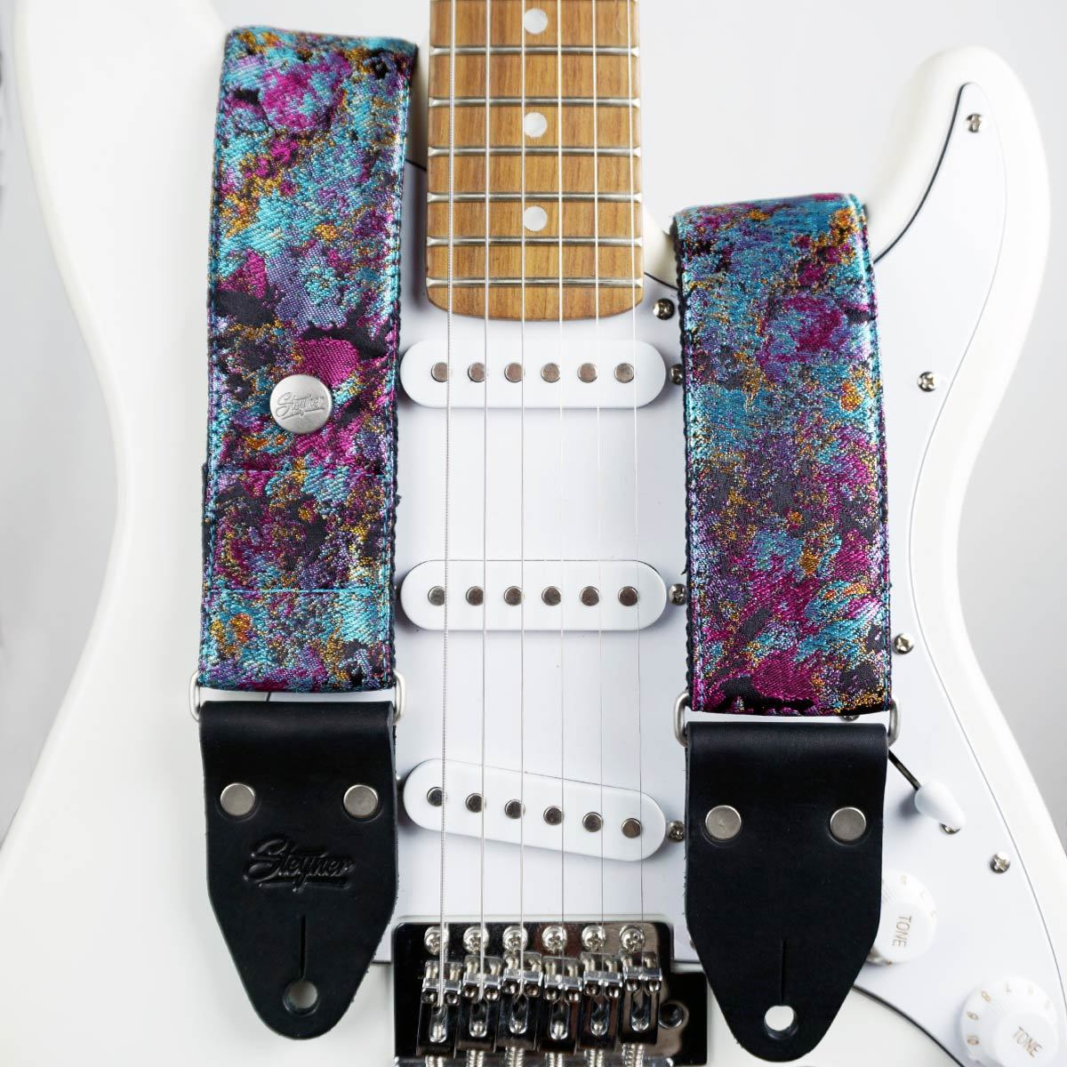 Guitar strap blue - purple - Cosmic Nebula
