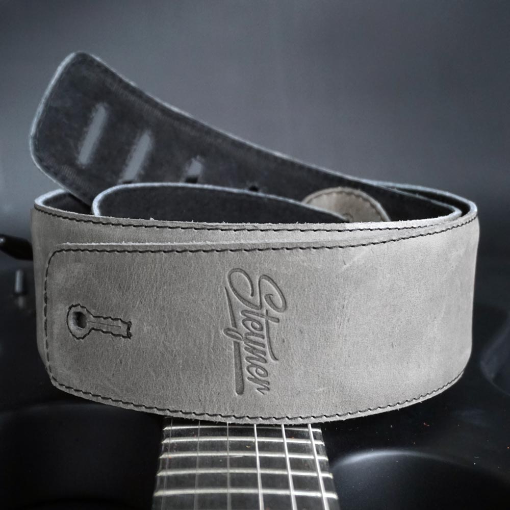 Padded Leather Guitar Strap Grey - Quiet Shade