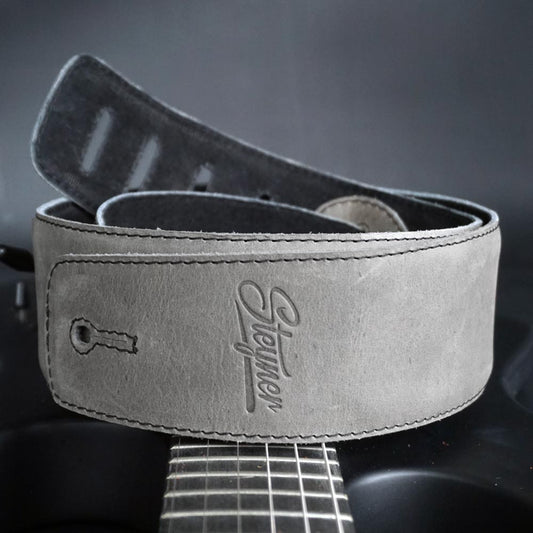 Padded Leather Guitar Strap Grey - Quiet Shade