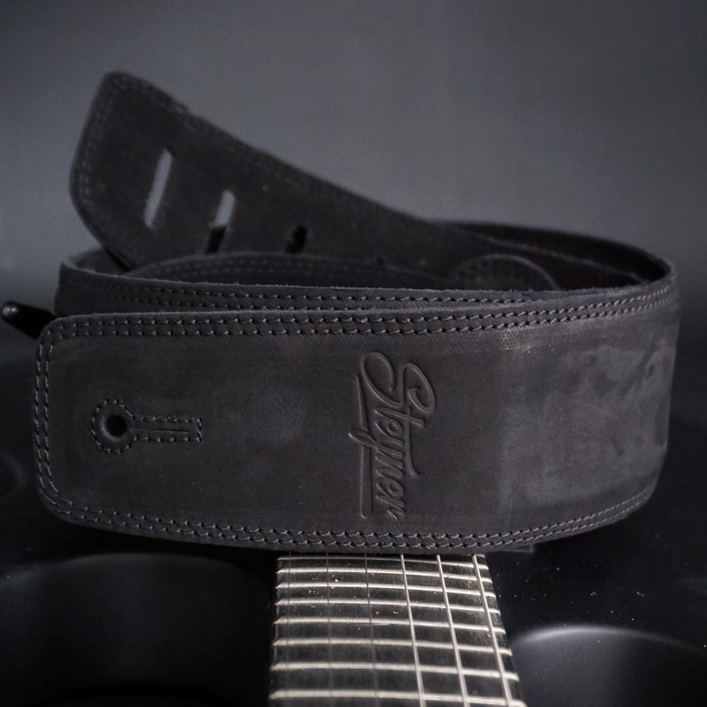 Padded Leather Guitar Strap - Nubuk Deluxe Black