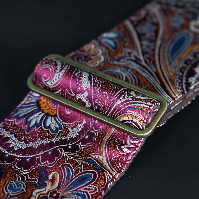 Bester Luxus Bassgurt mit Paisley Muster Pink und robustem Leder