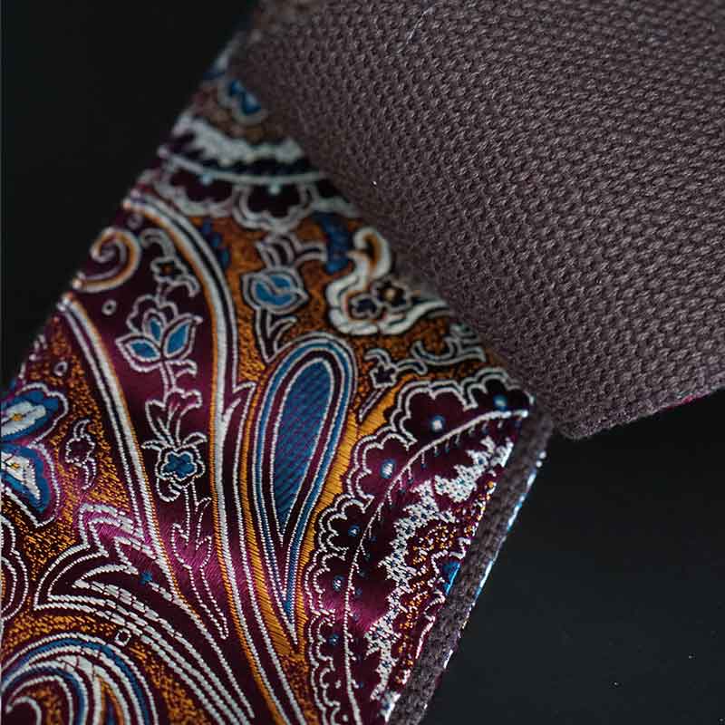 rutschfester Luxus Bassgurt mit Paisley Muster Pink und robustem Leder