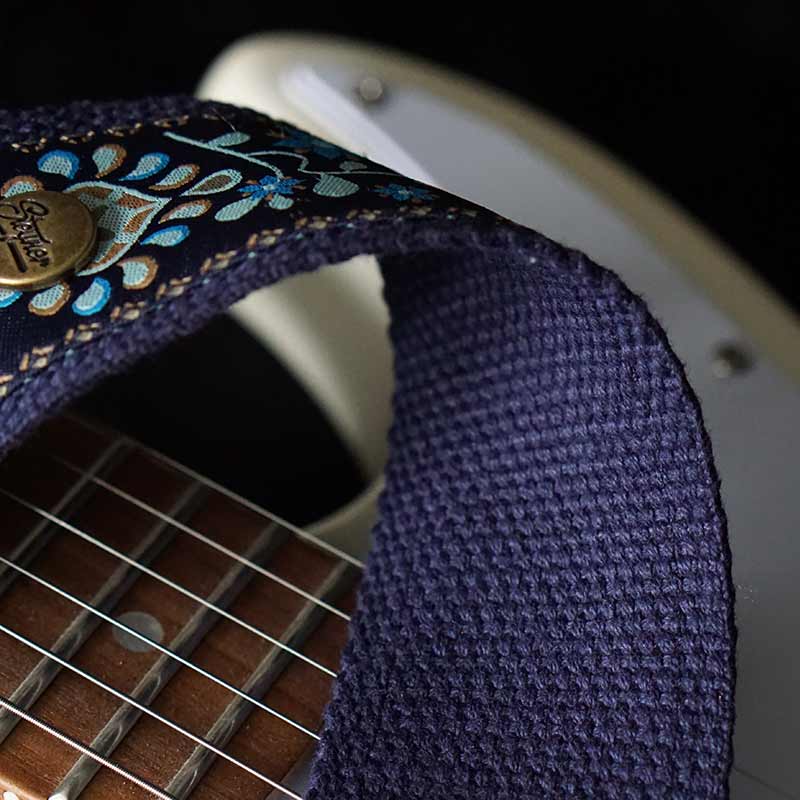 Retro Gitarrengurt in blau mit rutschfester Unterseite