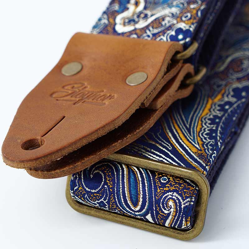   Blue paisley guitar strap - Indian Ocean