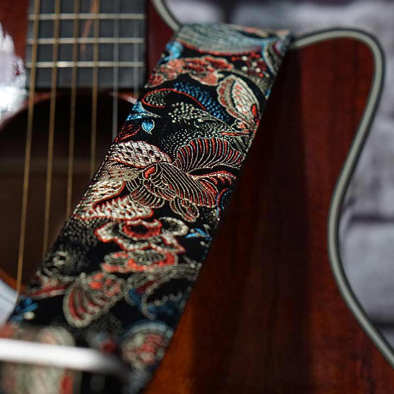 Vintage Guitar Strap Black - Eastern Nights (silver-black)