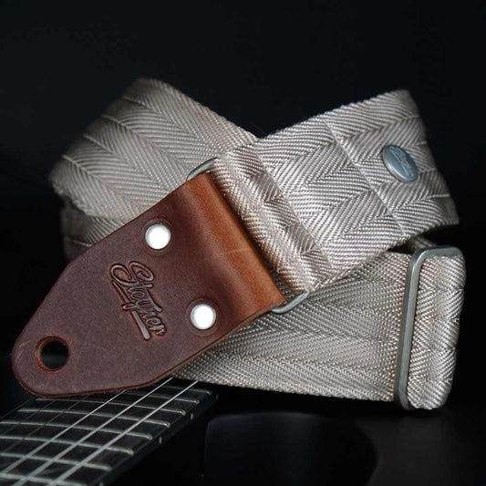 Sangle de guitare en nylon Heavy Harvey (beige-argent)