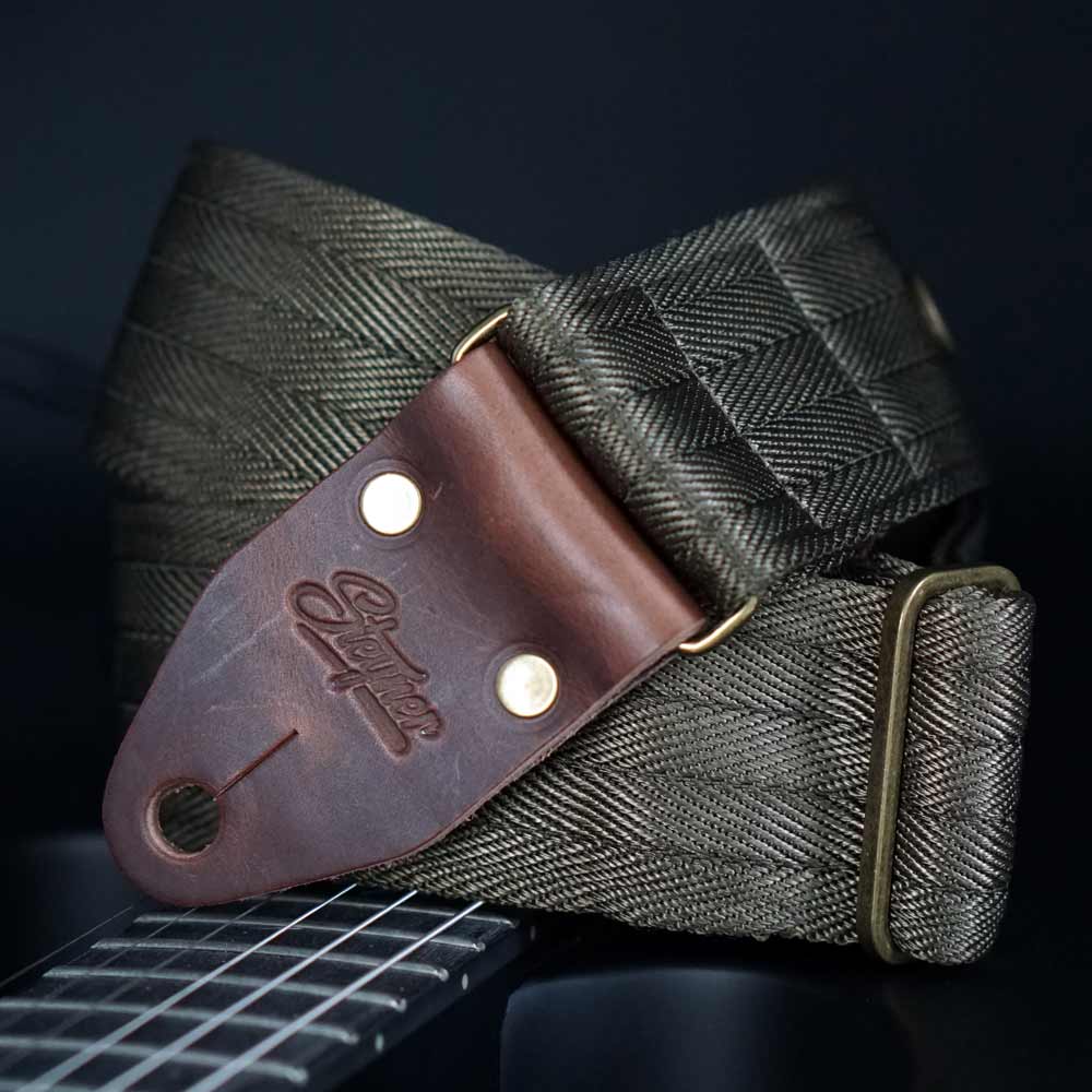 Nylon Guitar Strap Heavy Henry (Green-Brass)