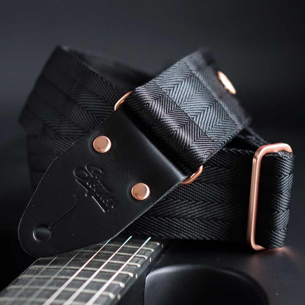 Nylon Guitar Strap Heavy Harriet (Black-Rose Gold)