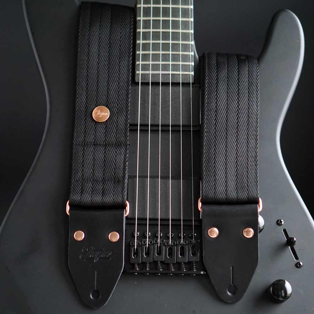 Nylon Guitar Strap Heavy Harriet (Black-Rose Gold)