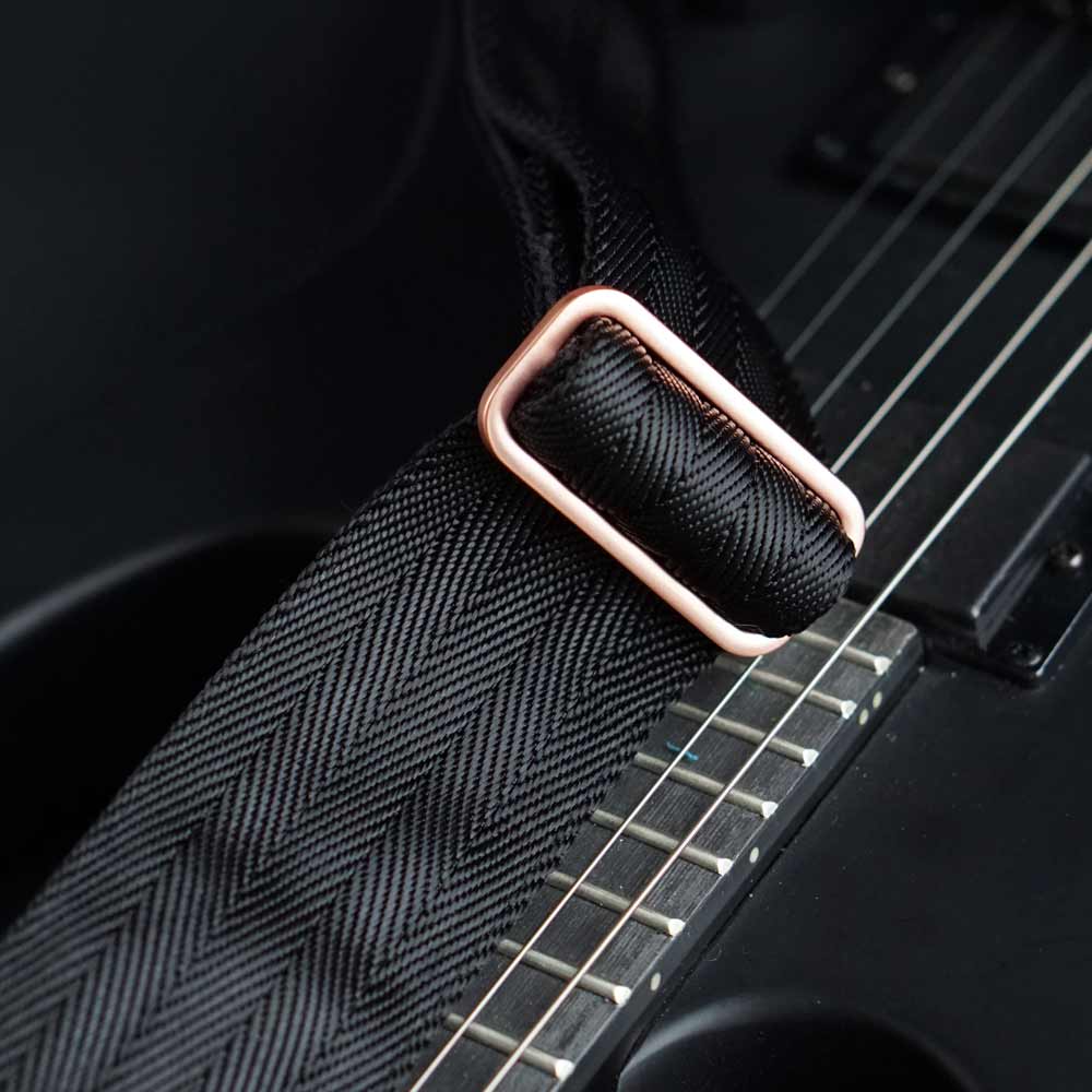 Nylon Guitar Strap Heavy Harriet (Black-Rose Gold)